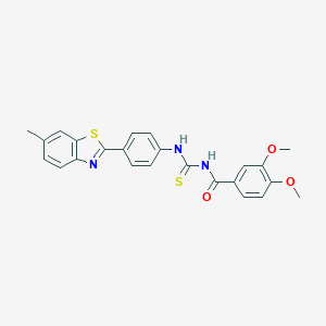 molecular formula C24H21N3O3S2 B410176 3,4-dimethoxy-N-{[4-(6-methyl-1,3-benzothiazol-2-yl)phenyl]carbamothioyl}benzamide CAS No. 335213-95-1
