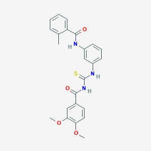 molecular formula C24H23N3O4S B410177 N-[3-({[(3,4-dimethoxybenzoyl)amino]carbothioyl}amino)phenyl]-2-methylbenzamide 