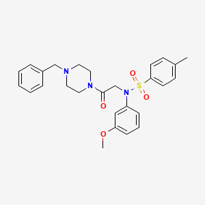 molecular formula C27H31N3O4S B4101823 N-[2-(4-benzylpiperazin-1-yl)-2-oxoethyl]-N-(3-methoxyphenyl)-4-methylbenzenesulfonamide 