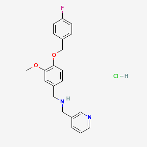 molecular formula C21H22ClFN2O2 B4101838 1-[4-[(4-fluorophenyl)methoxy]-3-methoxyphenyl]-N-(pyridin-3-ylmethyl)methanamine;hydrochloride 