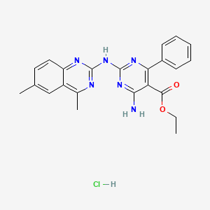 molecular formula C23H23ClN6O2 B4101880 Ethyl 4-amino-2-[(4,6-dimethylquinazolin-2-yl)amino]-6-phenylpyrimidine-5-carboxylate;hydrochloride 