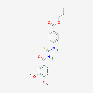 molecular formula C20H22N2O5S B410199 Propyl 4-({[(3,4-dimethoxyphenyl)carbonyl]carbamothioyl}amino)benzoate 