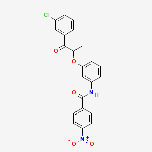 molecular formula C22H17ClN2O5 B4102083 N-(3-{[1-(3-chlorophenyl)-1-oxopropan-2-yl]oxy}phenyl)-4-nitrobenzamide 