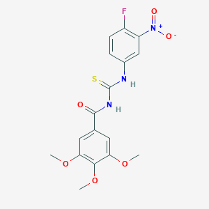 molecular formula C17H16FN3O6S B410211 N-[(4-fluoro-3-nitrophenyl)carbamothioyl]-3,4,5-trimethoxybenzamide 
