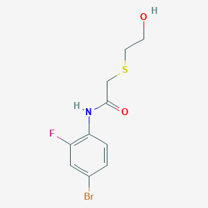 molecular formula C10H11BrFNO2S B4102178 N-(4-bromo-2-fluorophenyl)-2-[(2-hydroxyethyl)sulfanyl]acetamide 