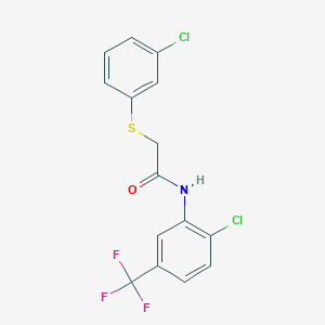 molecular formula C15H10Cl2F3NOS B4102202 2-[(3-chlorophenyl)thio]-N-[2-chloro-5-(trifluoromethyl)phenyl]acetamide 