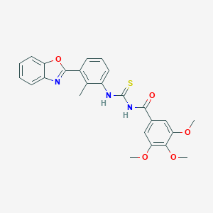molecular formula C25H23N3O5S B410228 N-{[3-(1,3-benzoxazol-2-yl)-2-methylphenyl]carbamothioyl}-3,4,5-trimethoxybenzamide 