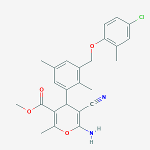 molecular formula C25H25ClN2O4 B4102287 methyl 6-amino-4-{3-[(4-chloro-2-methylphenoxy)methyl]-2,5-dimethylphenyl}-5-cyano-2-methyl-4H-pyran-3-carboxylate 