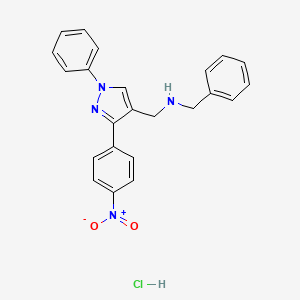 molecular formula C23H21ClN4O2 B4102289 N-[[3-(4-nitrophenyl)-1-phenylpyrazol-4-yl]methyl]-1-phenylmethanamine;hydrochloride 