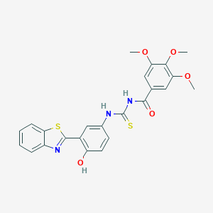 molecular formula C24H21N3O5S2 B410233 N-{[3-(1,3-benzothiazol-2-yl)-4-hydroxyphenyl]carbamothioyl}-3,4,5-trimethoxybenzamide 