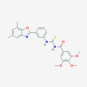 molecular formula C26H25N3O5S B410234 N-{[3-(5,7-dimethyl-1,3-benzoxazol-2-yl)phenyl]carbamothioyl}-3,4,5-trimethoxybenzamide CAS No. 369399-31-5
