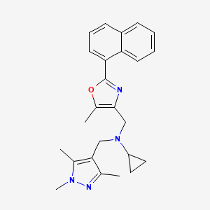 molecular formula C25H28N4O B4102515 N-{[5-methyl-2-(1-naphthyl)-1,3-oxazol-4-yl]methyl}-N-[(1,3,5-trimethyl-1H-pyrazol-4-yl)methyl]cyclopropanamine 
