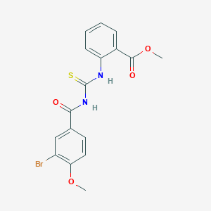 molecular formula C17H15BrN2O4S B410262 Methyl 2-({[(3-bromo-4-methoxyphenyl)carbonyl]carbamothioyl}amino)benzoate 