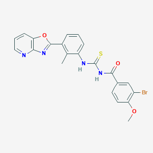 molecular formula C22H17BrN4O3S B410265 N-(3-bromo-4-methoxybenzoyl)-N'-(2-methyl-3-[1,3]oxazolo[4,5-b]pyridin-2-ylphenyl)thiourea 