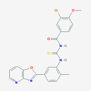 molecular formula C22H17BrN4O3S B410268 N-(3-bromo-4-methoxybenzoyl)-N'-(2-methyl-5-[1,3]oxazolo[4,5-b]pyridin-2-ylphenyl)thiourea 