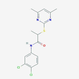 molecular formula C15H15Cl2N3OS B4102681 N-(3,4-dichlorophenyl)-2-(4,6-dimethylpyrimidin-2-yl)sulfanylpropanamide 