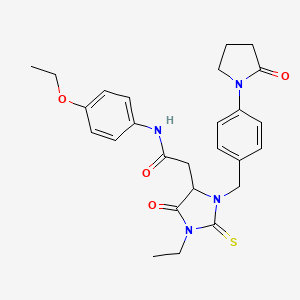 molecular formula C26H30N4O4S B4102749 N-(4-ethoxyphenyl)-2-{1-ethyl-5-oxo-3-[4-(2-oxopyrrolidin-1-yl)benzyl]-2-thioxoimidazolidin-4-yl}acetamide 
