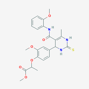 molecular formula C24H27N3O6S B4102901 methyl 2-[2-methoxy-4-(5-{[(2-methoxyphenyl)amino]carbonyl}-6-methyl-2-thioxo-1,2,3,4-tetrahydro-4-pyrimidinyl)phenoxy]propanoate 