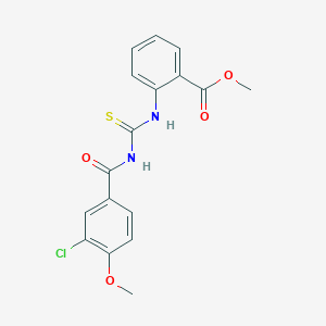 molecular formula C17H15ClN2O4S B410294 Methyl 2-({[(3-chloro-4-methoxybenzoyl)amino]carbothioyl}amino)benzoate 