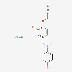 molecular formula C16H14BrClFNO B4103066 N-[(3-bromo-4-prop-2-ynoxyphenyl)methyl]-4-fluoroaniline;hydrochloride 