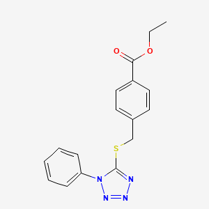 molecular formula C17H16N4O2S B4103118 ethyl 4-{[(1-phenyl-1H-tetrazol-5-yl)sulfanyl]methyl}benzoate 