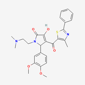 molecular formula C27H29N3O5S B4103205 2-(3,4-dimethoxyphenyl)-1-[2-(dimethylamino)ethyl]-4-hydroxy-3-(4-methyl-2-phenyl-1,3-thiazole-5-carbonyl)-2H-pyrrol-5-one 