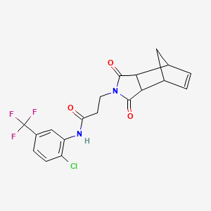 molecular formula C19H16ClF3N2O3 B4103257 N-[2-chloro-5-(trifluoromethyl)phenyl]-3-(1,3-dioxo-1,3,3a,4,7,7a-hexahydro-2H-4,7-methanoisoindol-2-yl)propanamide 
