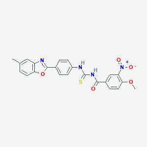 molecular formula C23H18N4O5S B410355 N-{3-nitro-4-methoxybenzoyl}-N'-[4-(5-methyl-1,3-benzoxazol-2-yl)phenyl]thiourea 