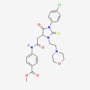 molecular formula C25H27ClN4O5S B4103590 Methyl 4-[({1-(4-chlorophenyl)-3-[2-(morpholin-4-yl)ethyl]-5-oxo-2-thioxoimidazolidin-4-yl}acetyl)amino]benzoate 