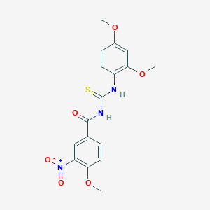 molecular formula C17H17N3O6S B410361 N-(2,4-dimethoxyphenyl)-N'-{3-nitro-4-methoxybenzoyl}thiourea 