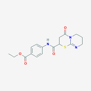 molecular formula C17H19N3O4S B4103661 ethyl 4-[(4-oxo-3,6,7,8-tetrahydro-2H-pyrimido[2,1-b][1,3]thiazine-2-carbonyl)amino]benzoate 