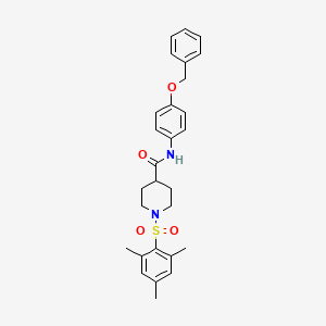 molecular formula C28H32N2O4S B4103669 N-[4-(benzyloxy)phenyl]-1-(mesitylsulfonyl)-4-piperidinecarboxamide 