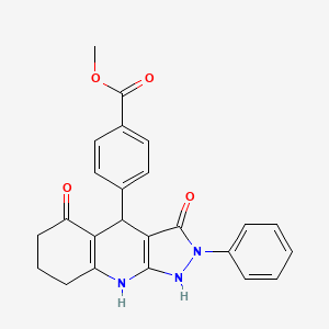 molecular formula C24H21N3O4 B4103726 methyl 4-(3-hydroxy-5-oxo-2-phenyl-4,5,6,7,8,9-hexahydro-2H-pyrazolo[3,4-b]quinolin-4-yl)benzoate 