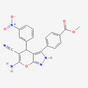molecular formula C21H15N5O5 B4103833 Methyl 4-[6-amino-5-cyano-4-(3-nitrophenyl)-2,4-dihydropyrano[2,3-c]pyrazol-3-yl]benzoate 