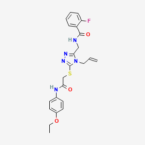 molecular formula C23H24FN5O3S B4104075 N-[[5-[2-(4-ethoxyanilino)-2-oxoethyl]sulfanyl-4-prop-2-enyl-1,2,4-triazol-3-yl]methyl]-2-fluorobenzamide 