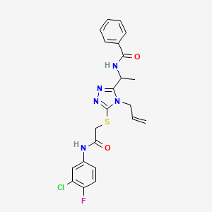 molecular formula C22H21ClFN5O2S B4104198 N-{1-[5-({2-[(3-chloro-4-fluorophenyl)amino]-2-oxoethyl}sulfanyl)-4-(prop-2-en-1-yl)-4H-1,2,4-triazol-3-yl]ethyl}benzamide 