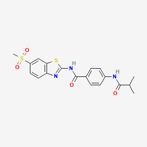 molecular formula C19H19N3O4S2 B4104199 N-(6-METHANESULFONYL-1,3-BENZOTHIAZOL-2-YL)-4-(2-METHYLPROPANAMIDO)BENZAMIDE 