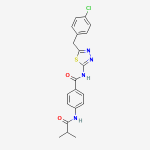 molecular formula C20H19ClN4O2S B4104252 N-{5-[(4-CHLOROPHENYL)METHYL]-1,3,4-THIADIAZOL-2-YL}-4-(2-METHYLPROPANAMIDO)BENZAMIDE 