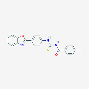 molecular formula C22H17N3O2S B410435 N-[[4-(1,3-benzoxazol-2-yl)phenyl]carbamothioyl]-4-methylbenzamide 