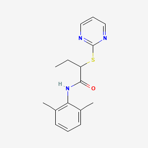 molecular formula C16H19N3OS B4104444 N-(2,6-dimethylphenyl)-2-(pyrimidin-2-ylsulfanyl)butanamide 