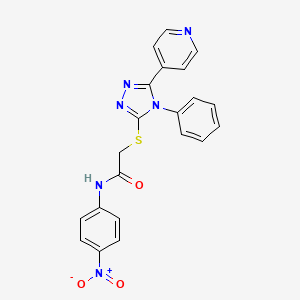 molecular formula C21H16N6O3S B4104473 N-(4-Nitrophenyl)-2-((4-phenyl-5-(pyridin-4-yl)-4H-1,2,4-triazol-3-yl)thio)acetamide CAS No. 113518-53-9
