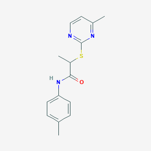 molecular formula C15H17N3OS B4104481 N-(4-methylphenyl)-2-[(4-methylpyrimidin-2-yl)sulfanyl]propanamide 