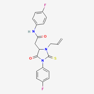 molecular formula C20H17F2N3O2S B4104680 N-(4-fluorophenyl)-2-[1-(4-fluorophenyl)-5-oxo-3-(prop-2-en-1-yl)-2-thioxoimidazolidin-4-yl]acetamide 