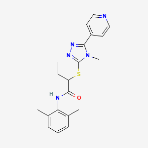 molecular formula C20H23N5OS B4104890 N-(2,6-dimethylphenyl)-2-{[4-methyl-5-(pyridin-4-yl)-4H-1,2,4-triazol-3-yl]sulfanyl}butanamide 