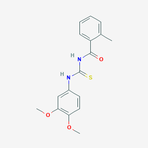 molecular formula C17H18N2O3S B410493 N-[(3,4-dimethoxyphenyl)carbamothioyl]-2-methylbenzamide 