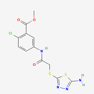molecular formula C12H11ClN4O3S2 B4105192 Methyl 5-({[(5-amino-1,3,4-thiadiazol-2-yl)sulfanyl]acetyl}amino)-2-chlorobenzoate 
