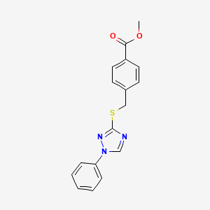 molecular formula C17H15N3O2S B4105499 methyl 4-{[(1-phenyl-1H-1,2,4-triazol-3-yl)sulfanyl]methyl}benzoate 