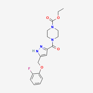molecular formula C18H21FN4O4 B4105518 ethyl 4-[5-[(2-fluorophenoxy)methyl]-1H-pyrazole-3-carbonyl]piperazine-1-carboxylate 