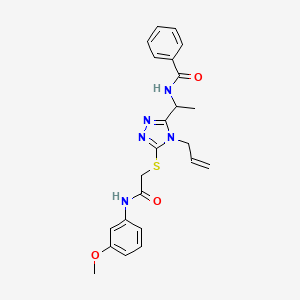 molecular formula C23H25N5O3S B4105642 N-{1-[5-({2-[(3-methoxyphenyl)amino]-2-oxoethyl}sulfanyl)-4-(prop-2-en-1-yl)-4H-1,2,4-triazol-3-yl]ethyl}benzamide 