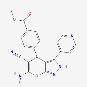 molecular formula C20H15N5O3 B4105661 METHYL 4-[6-AMINO-5-CYANO-3-(PYRIDIN-4-YL)-1H,4H-PYRANO[2,3-C]PYRAZOL-4-YL]BENZOATE 